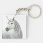 Spirit Unicorn met Flowers in Mane Sleutelhanger (Achterkant)