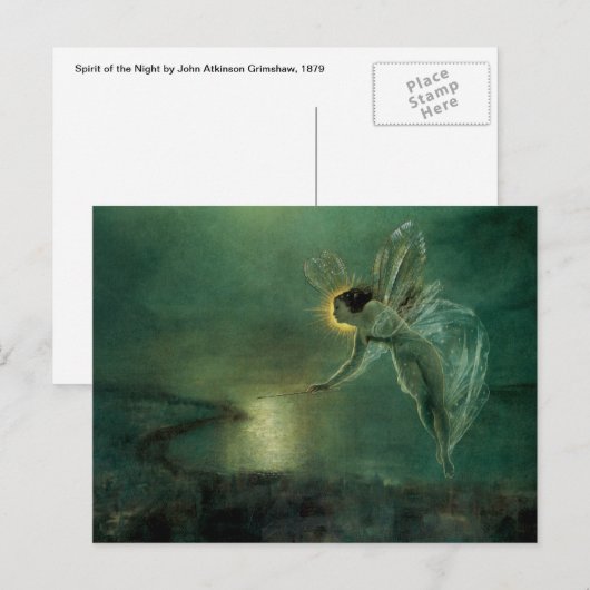 Spirit van de nacht door Grimshaw, Victoriaans fei Briefkaart (Voorkant / Achterkant)