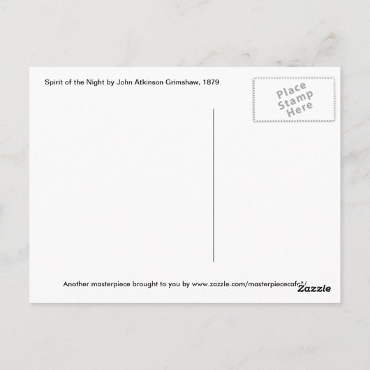 Spirit van de nacht door Grimshaw, Victoriaans fei Briefkaart (Achterkant)