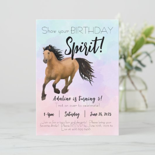 Spirit verjaardag Flat Uitnodiging 5 x 7 (Staand voorkant)