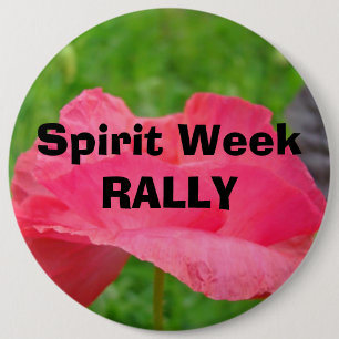 Spirit Week RALLY knoppen Roze Klaproos Bloem Ronde Button 6,0 Cm