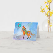 Spirit Wolf Blank Notecard Kaart (Gele Bloem)