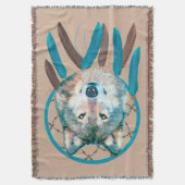 Spirit Wolf Dream Catcher Custom Gooi Deken (Voorkant Verticaal)