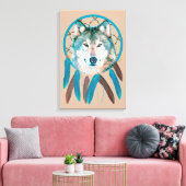 Spirit Wolf Dream Catcher Custom Wrapped Canvas (Insitu (Woonkamer))