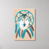 Spirit Wolf Dream Catcher Custom Wrapped Canvas (Voorkant)