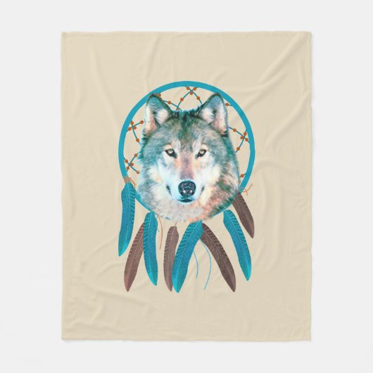 Spirit Wolf Dream Catcher Fleece Blanket Deken (Voorkant)