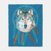 Spirit Wolf Dream Catcher Fleece Deken (Voorkant)