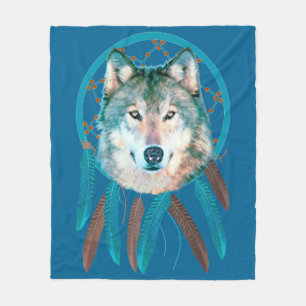 Spirit Wolf Dream Catcher Fleece Deken