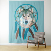 Spirit Wolf Dream Catcher Wandkleed (In situ)