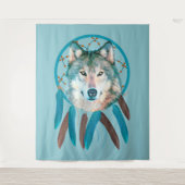 Spirit Wolf Dream Catcher Wandkleed (Voorkant)