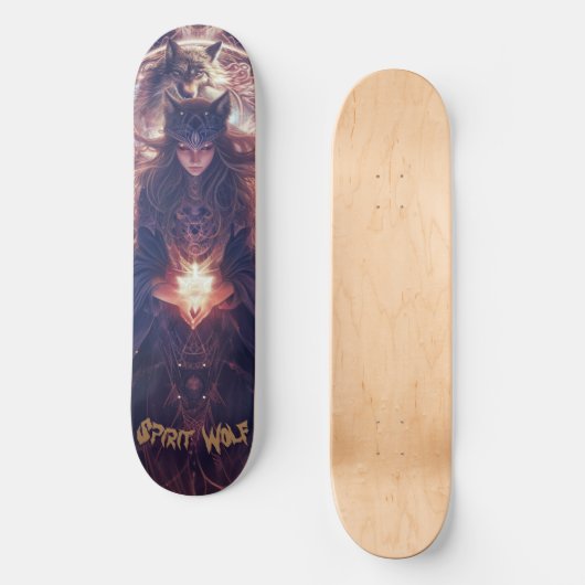 Spirit Wolf Persoonlijk Skateboard (Voorkant)