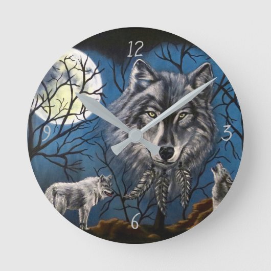 Spirit Wolf Ronde Klok (Voorkant)