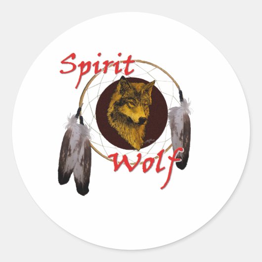 Spirit Wolf Ronde Sticker (Voorkant)