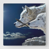 Spirit Wolf Vierkante Klok (Voorkant)