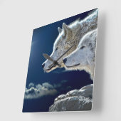 Spirit Wolf Vierkante Klok (Hoek)