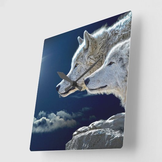 Spirit Wolf Vierkante Klok (Hoek)