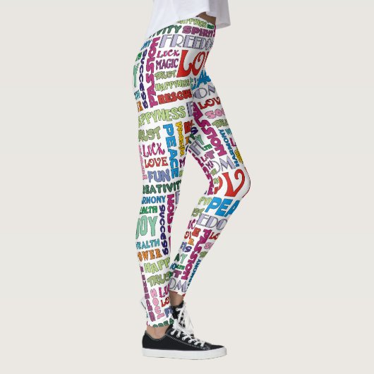 Spirit Words / Affirmations FLOWER POWER style Leggings (Rechts)