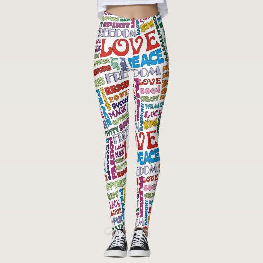 Spirit Words / Affirmations FLOWER POWER style Leggings (Voorkant)