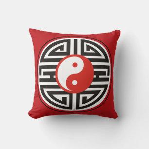 Spirit Yin & Yang Red Black + uw achtergrond Kussen