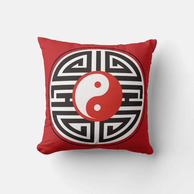 Spirit Yin & Yang Red Black + uw achtergrond Kussen (Voorkant)