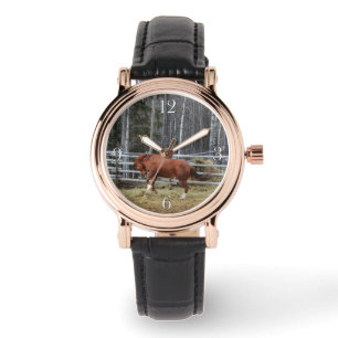 Spirited Bucking Ranch Horse Equine Wristwatch Horloge