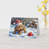 Spirited Cairn Terrier Dog Digging for Christmas T Kaart (Gele Bloem)