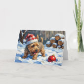 Spirited Cairn Terrier Dog Digging for Christmas T Kaart (Voorkant)