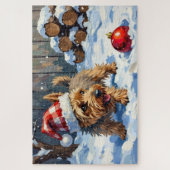 Spirited Cairn Terrier Dog Digging for Christmas T Legpuzzel (Verticaal)
