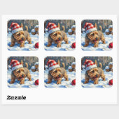 Spirited Cairn Terrier Dog Digging for Christmas T Vierkante Sticker (Vel)