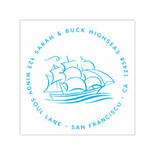 Spirited Masted Zeilschip retouradres Zelfinktende Stempel