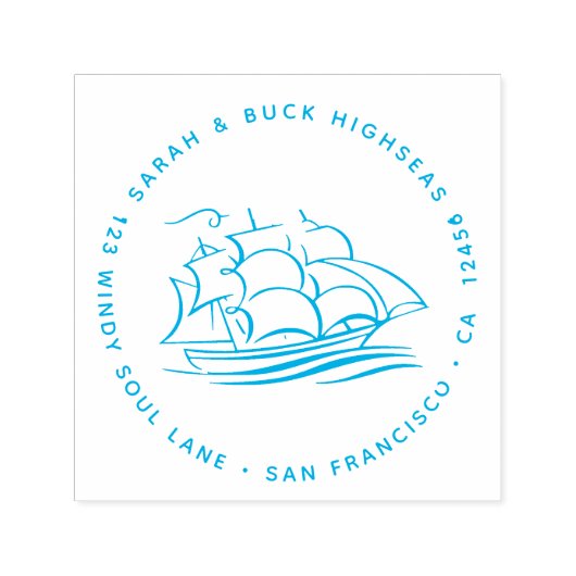 Spirited Masted Zeilschip retouradres Zelfinktende Stempel (Design)