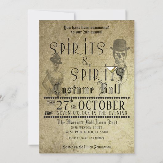 Spirits Adult Halloween Party Invitation Kaart (Voorkant)