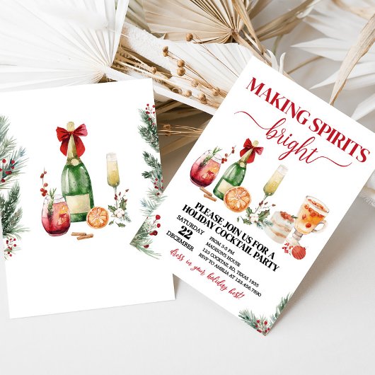 Spirits Bright Cocktail Holiday Kerstfeest Kaart