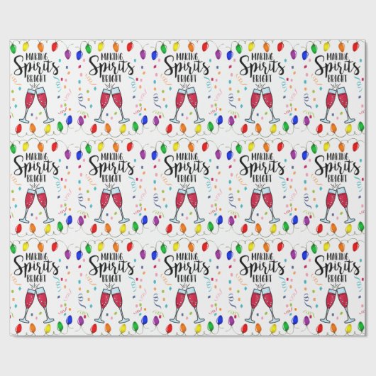 Spirits Bright Drink Humor Kerst Confetti Cadeaupapier (Vlak)