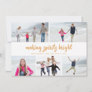 Spirits Bright Holiday-fotokaart maken Goud Feestdagenkaart