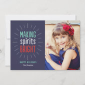 Spirits Bright Holiday Photo Card maken Feestdagenkaart (Voorkant)