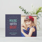 Spirits Bright Holiday Photo Card maken Feestdagenkaart (Staand voorkant)