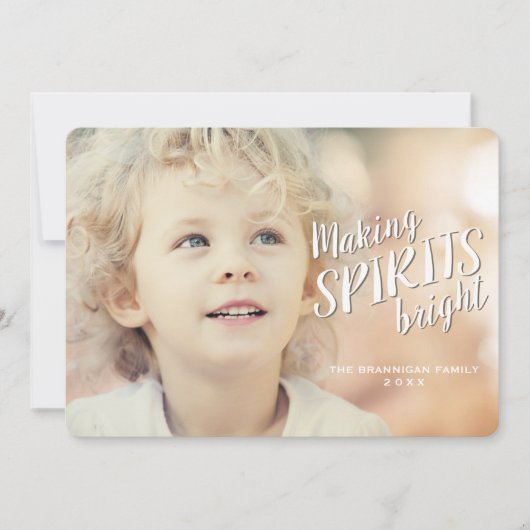 Spirits Bright Holiday Photo Card maken Feestdagenkaart (Voorkant)