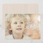 Spirits Bright Holiday Photo Card maken Feestdagenkaart (Voorkant / Achterkant)