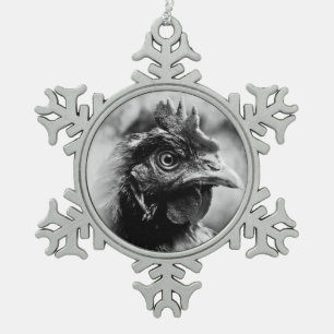 spirits en kippen 2 tin sneeuwvlok ornament