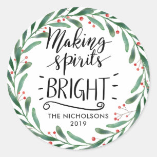 Spirits helder maken   Holly laat rode bessen acht Ronde Sticker