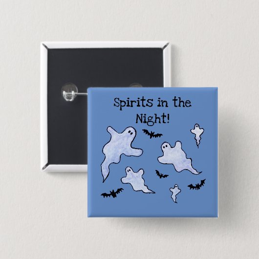 Spirits in de nacht vierkante button 5,1 cm (Voorkant /achterkant)
