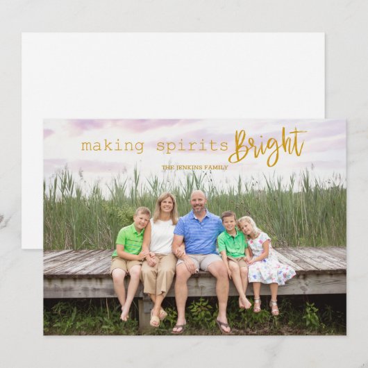 Spirits maken heldere kerstfoto feestdagenkaart (Voorkant / Achterkant)