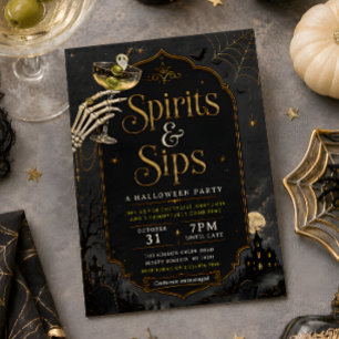 Spirits & Sips Gotische Halloween Cocktailparty Kaart