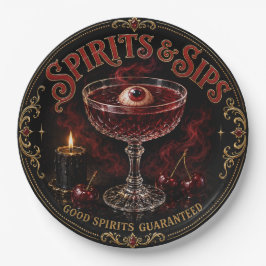 Spirits & Sips Halloween Cocktailparty Papieren Bordje