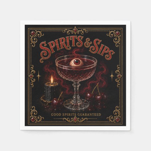 Spirits & Sips Halloween Cocktailparty Servet (Voorkant)