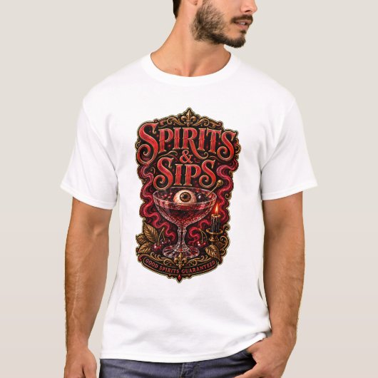 Spirits & Sips Halloween Cocktailparty T-shirt (Voorkant)