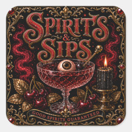 Spirits & Sips Halloween Cocktailparty Vierkante Sticker