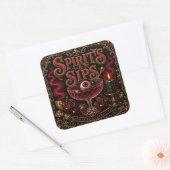 Spirits & Sips Halloween Cocktailparty Vierkante Sticker (Envelop)