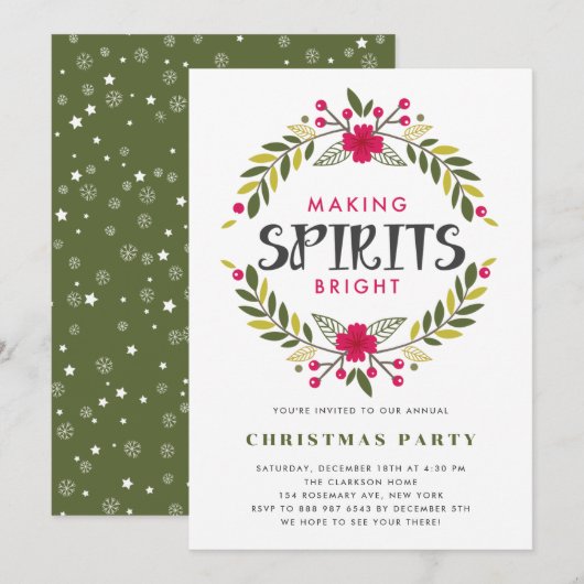 Spirits uitnodigen voor Bright Holiday Party Kaart (Voorkant / Achterkant)